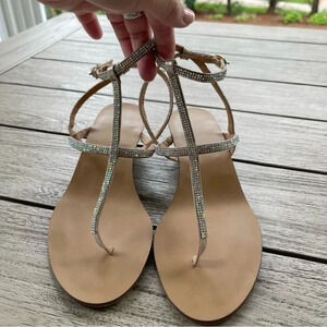 INC International Concepts Madge Sparkle Strappy Wedge Sandals Womens Size 8